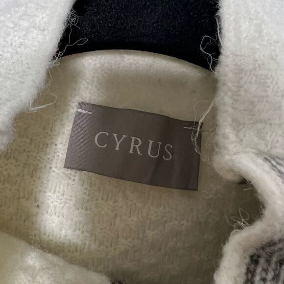 CYRUS / white gray colorblock mock neck sweater / L - Picture 5 of 7
